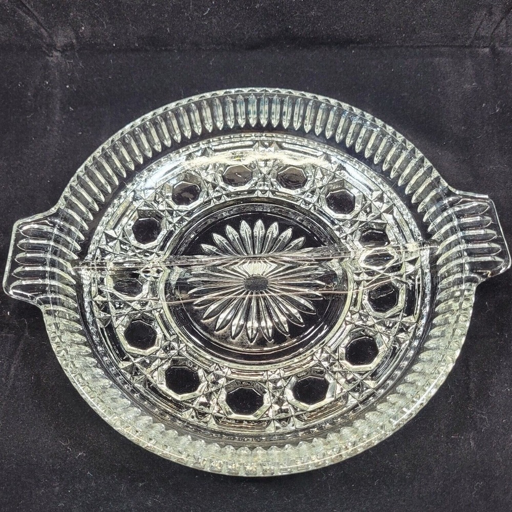 Imperial Glass Cape Cod Divided Relish Dish Clear Vintage Pressed Glass 8.5in